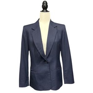 Pendleton Womens Petite Navy 100% Virgin Wool Blazer Size 8‎